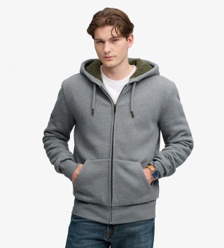 Sudadera con capucha y cremallera Borg Lined gris