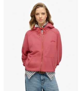 Red Essential Logo Raglan zip-up hoodie