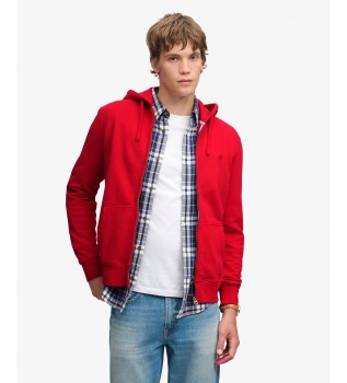 Red Essential Logo zip-up hooded sweatshirt