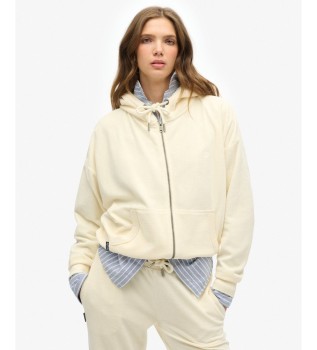 Sweat à capuche zippé Velour blanc cassé