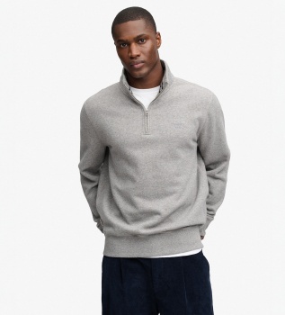 Sudadera con media cremallera Essential Serif Logo Half gris