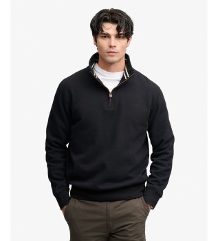 Pulover s pol zadrgo Essential Serif Logo Half črn