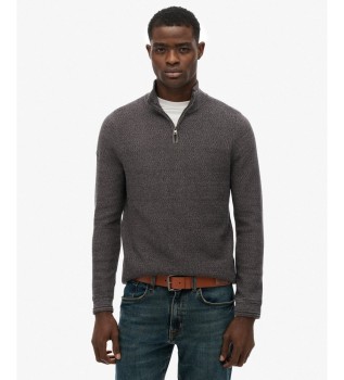 Maglione con mezza zip LW Cotton Texture nero
