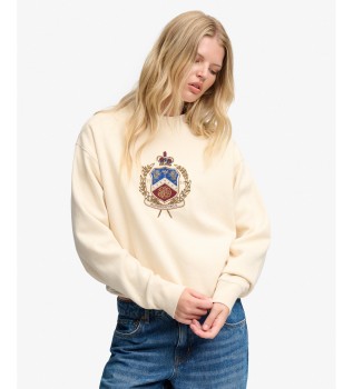 Beige Crest Loose Sweatshirt