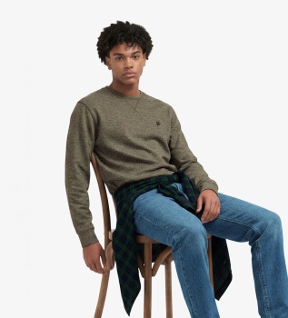 Green Slub Waffle long-sleeve shirt