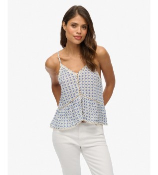Top na tanke naramnice Vintage Ladder Trim modra