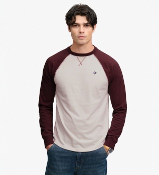 Vintage Athletic Baseball T-shirt, beige and burgundy