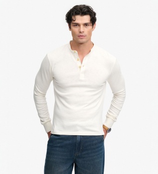Wit gebroken Woven Placket T-shirt