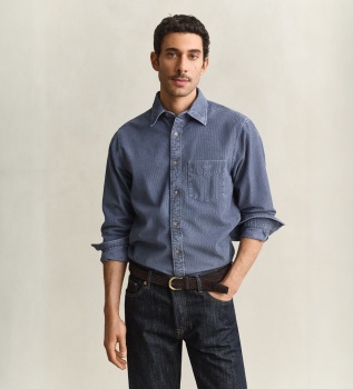 Blauw corduroy overhemd