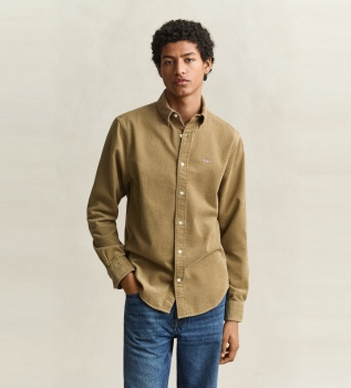 Chemise en velours côtelé Archive Shield taupe