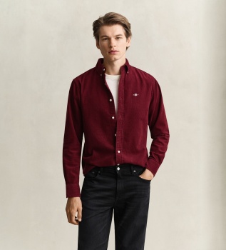 Chemise en velours côtelé Archive Shield grenat