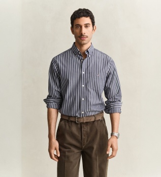 Chemise en popeline à rayures bleue