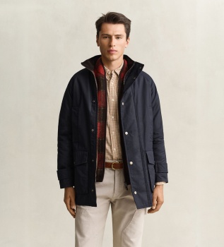 Waxed Double Decker jacket in navy