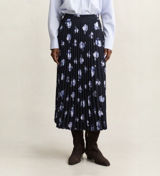 Jupe plissée imprimé floral marine