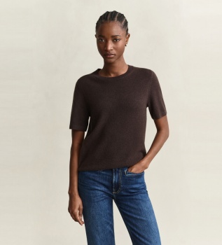 Maglione di cashmere a manica corta marrone