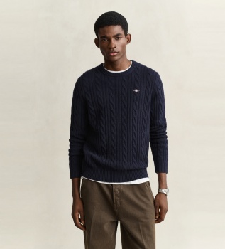 Marineblauwe kabelbreisweater