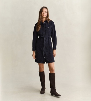 Navy corduroy shirt dress
