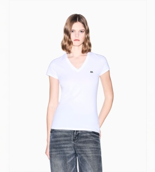 T-shirt med v-hals, hvid