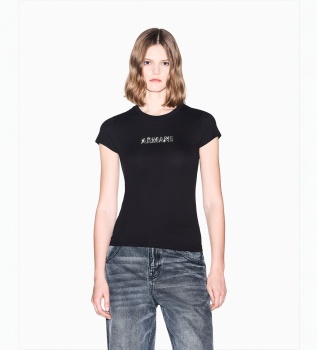 Camiseta Up For Party con pedrería negro