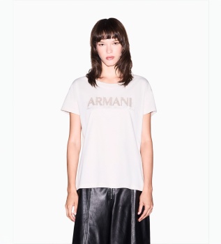 Camiseta oversize de punto con logotipo rosa