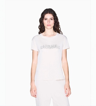 Camiseta de punto de algodón de corte oversize beige