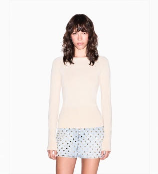 Maglione in maglia di viscosa metallizzata beige