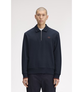 Navy blue quarter-zip sweatshirt with collar