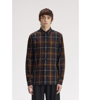 Brown twill plaid shirt