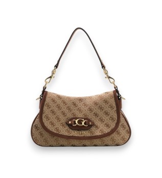 Beige Samantha skuldertaske med flap