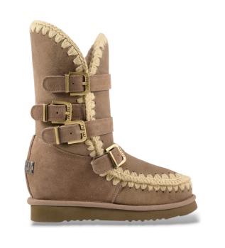 Botas de Pele Eskimo Inner Wedge com fivelas castanho