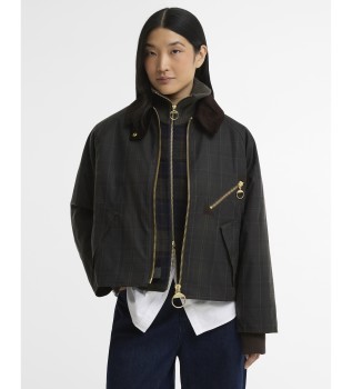 Chaqueta de algodón encerado Arlene Checked Wax verde