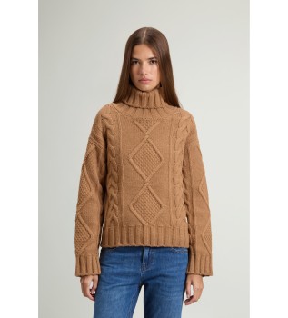 Camisola de gola alta 3GG Aran castanho