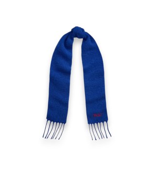 Sciarpa in misto lana con frange blu