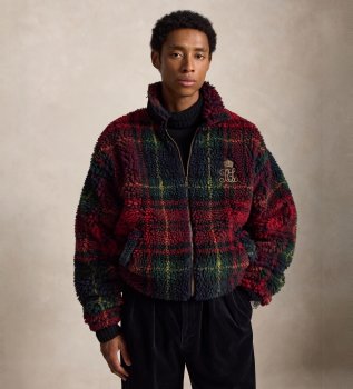 Relaxed Fit fleece jacket in red, green