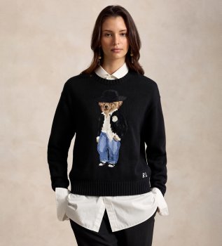 Baumwollpullover mit schwarzem Polo Bear