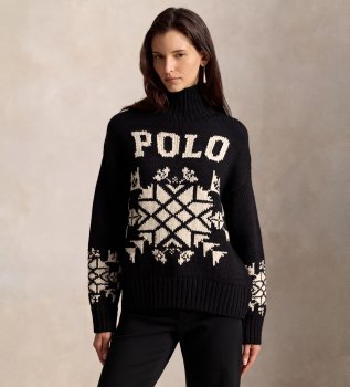 Wollpullover mit schwarzem Rollkragen