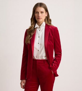 Blazer en velours stretch avec liseré rouge