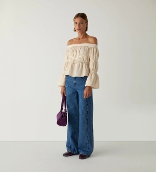 Blusa Addison franzida beige