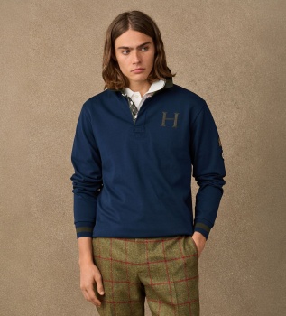 Rugby polo majica Heritage Multi Badge temno modre barve