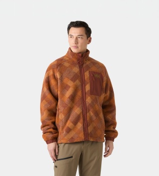 Panorama Printed Pile-fleece med knapper orange