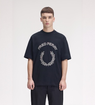 Camiseta con aplique de tartán azul marino