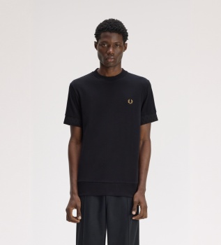 Camiseta con puños de jacquard negra