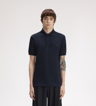 Plain navy blue polo shirt