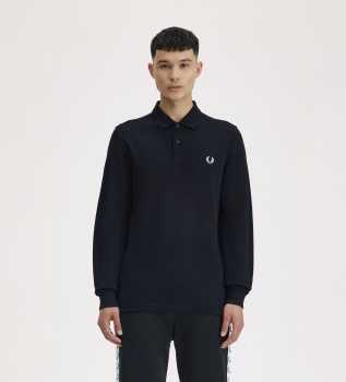 Polo liso de manga comprida preto