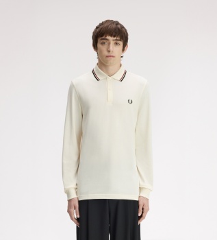 Polo Twin Tipped de manga longa bege