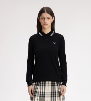 Polo Twin Tipped de manga comprida preto