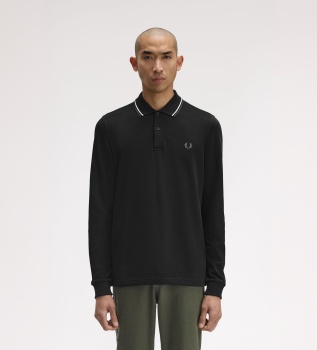 Polo Twin Tipped de manga comprida preto