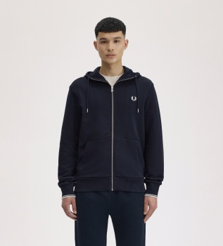 Sweat à capuche zippé bleu marine