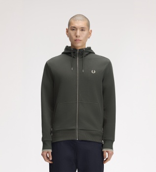 Sweat à capuche zippé vert