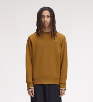 Sweat-shirt col rond moutarde